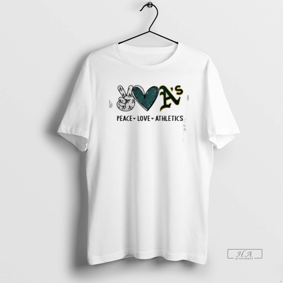 Official Peace Love Athletics Oakland Baseball Fan Graphic