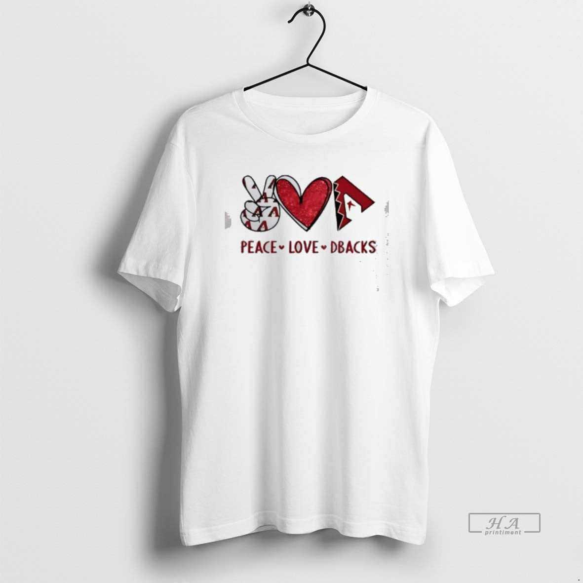 Official Peace Love Dbacks Arizona Baseball Fan Graphic