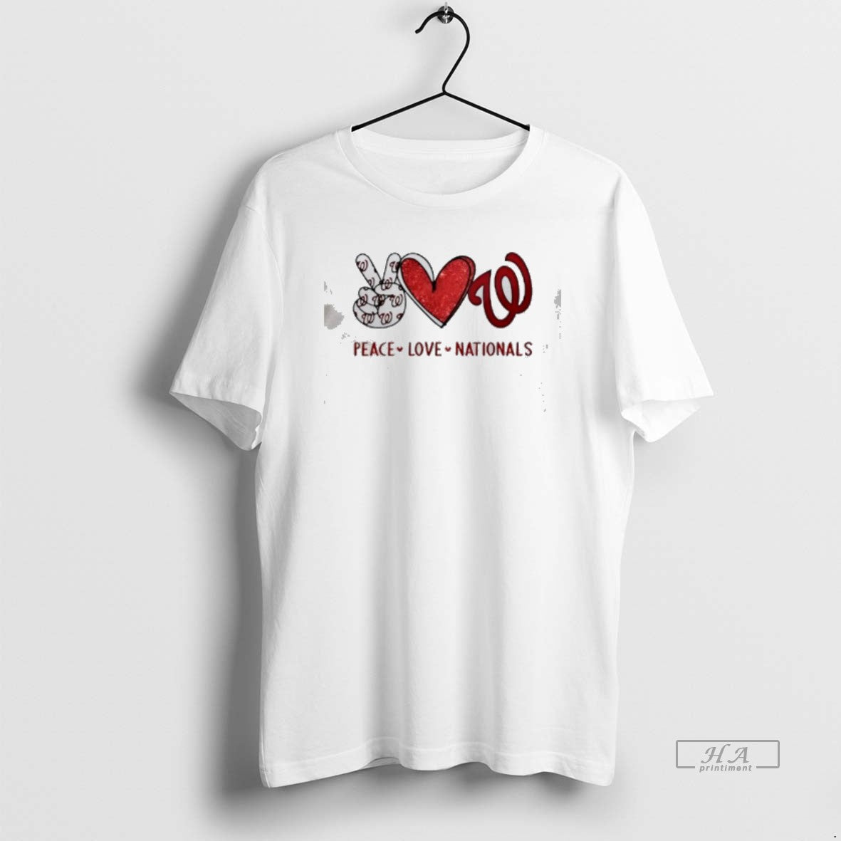 Official Peace Love Nationals Washington Red Heart Curly W