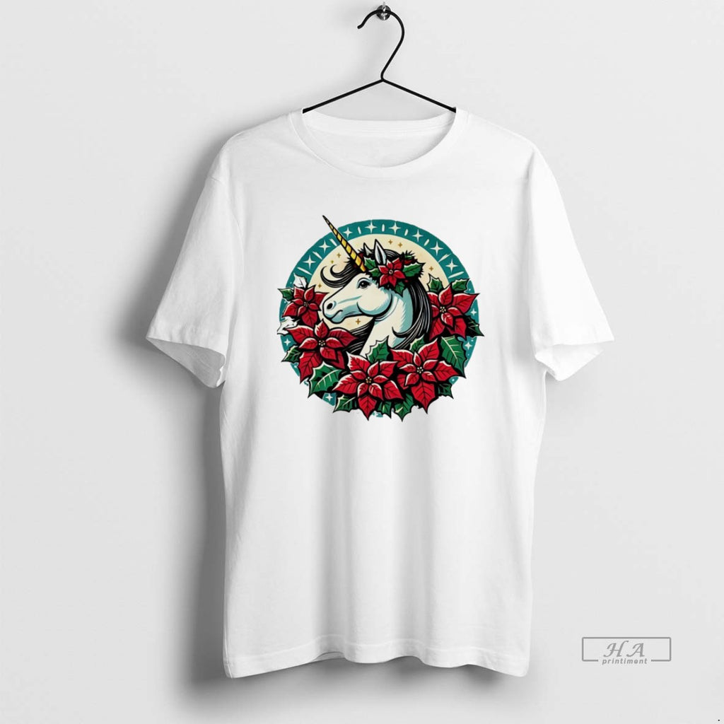 Official Poinsettia Unicorn Christmas White