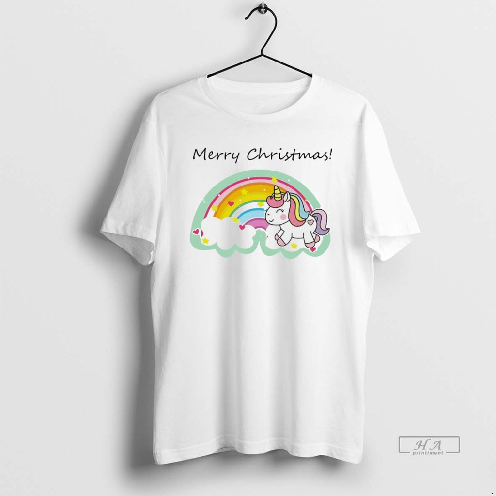 Official Rainbow Unicorn Merry Christmas Cloud Magic White
