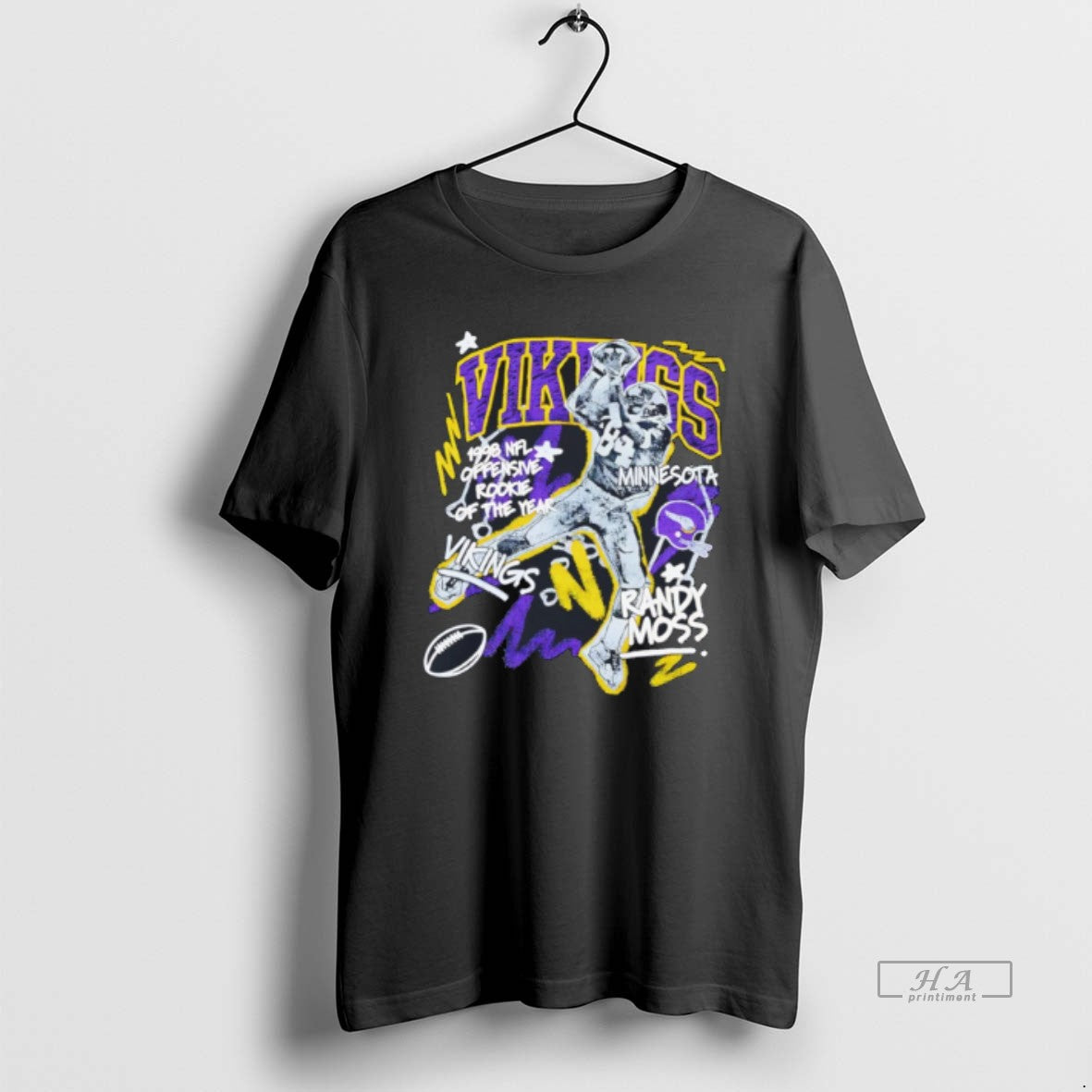 Official Randy Moss Minnesota Vikings Chalked Up Player Paint Tee