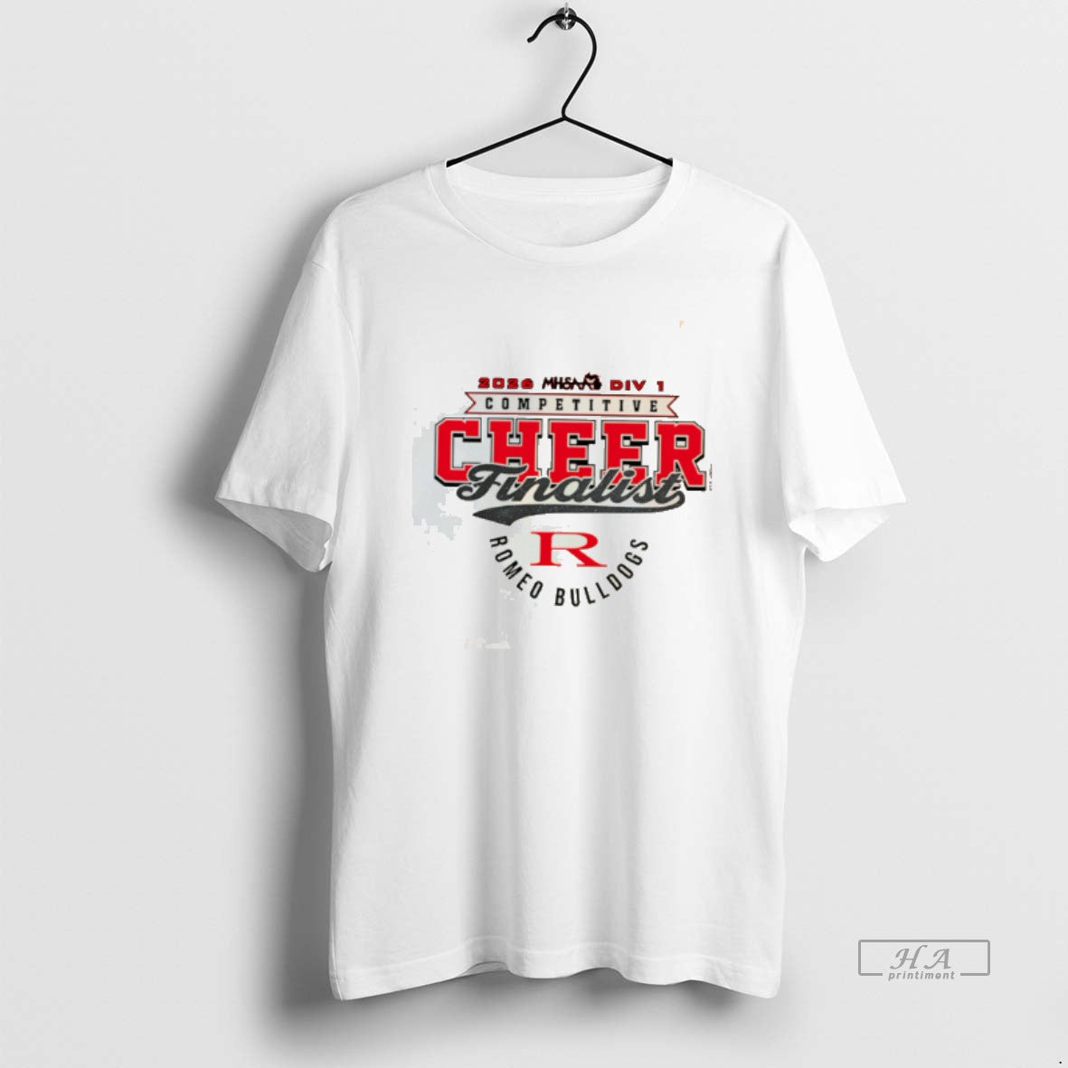 Official Romeo Bulldogs 2026 Mhsaa Cheer D1 Finalist Logo Tee