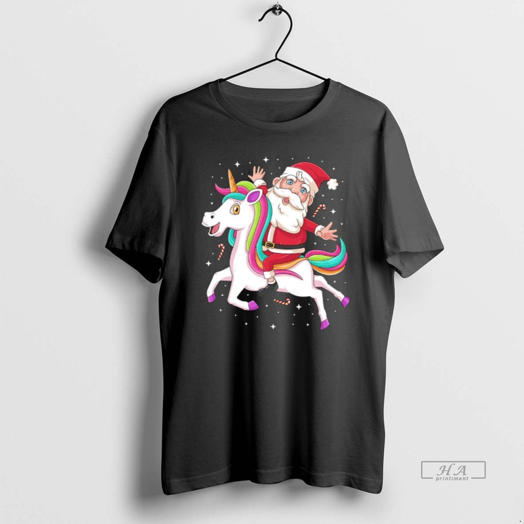 Official Santa Riding Rainbow Unicorn Christmas Magic