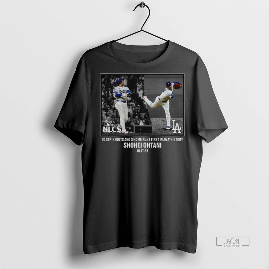 Official Shohei Ohtani Dodgers 2025 Mlb Postseason Moment 10 Strikeouts 3 Home Runs Shirt