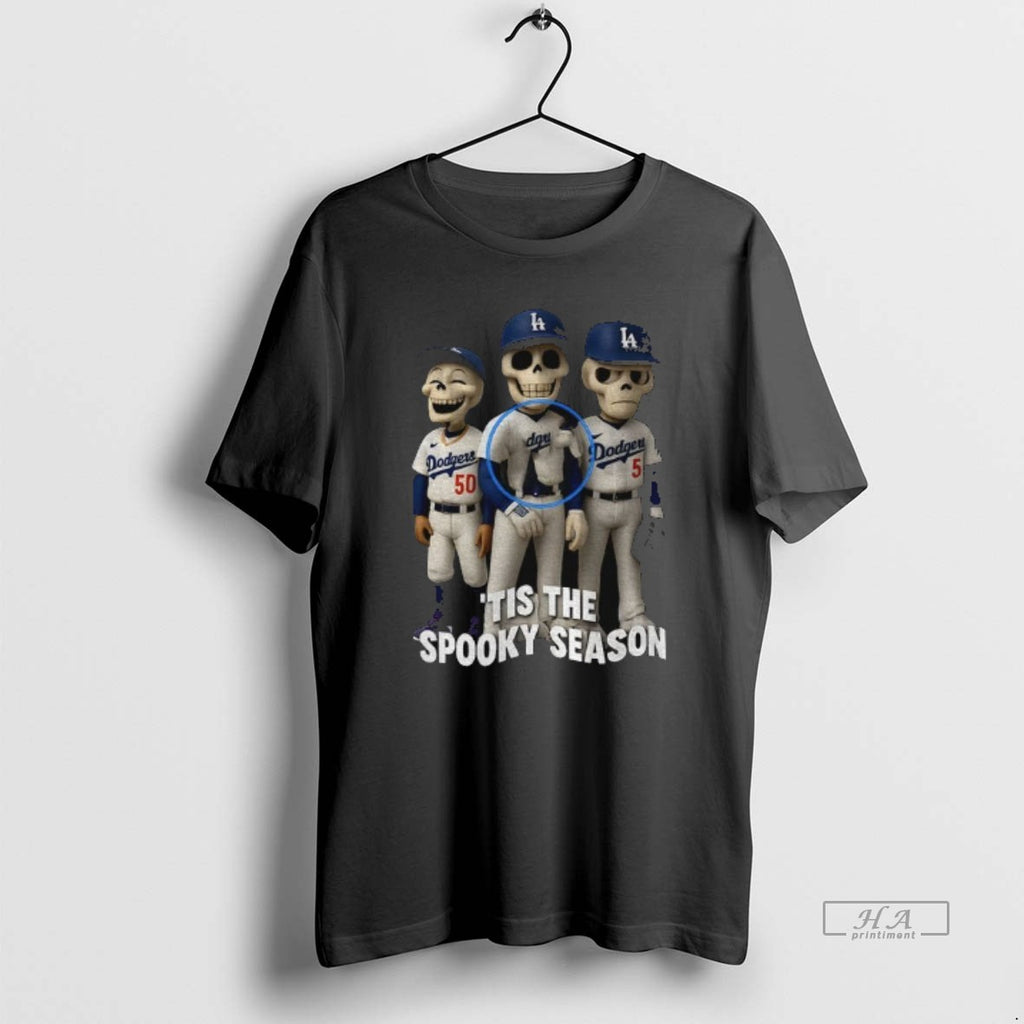 Official Skeleton Spooky Season Los Angeles Dodgers Tis The Spooky Season Halloween Baseball