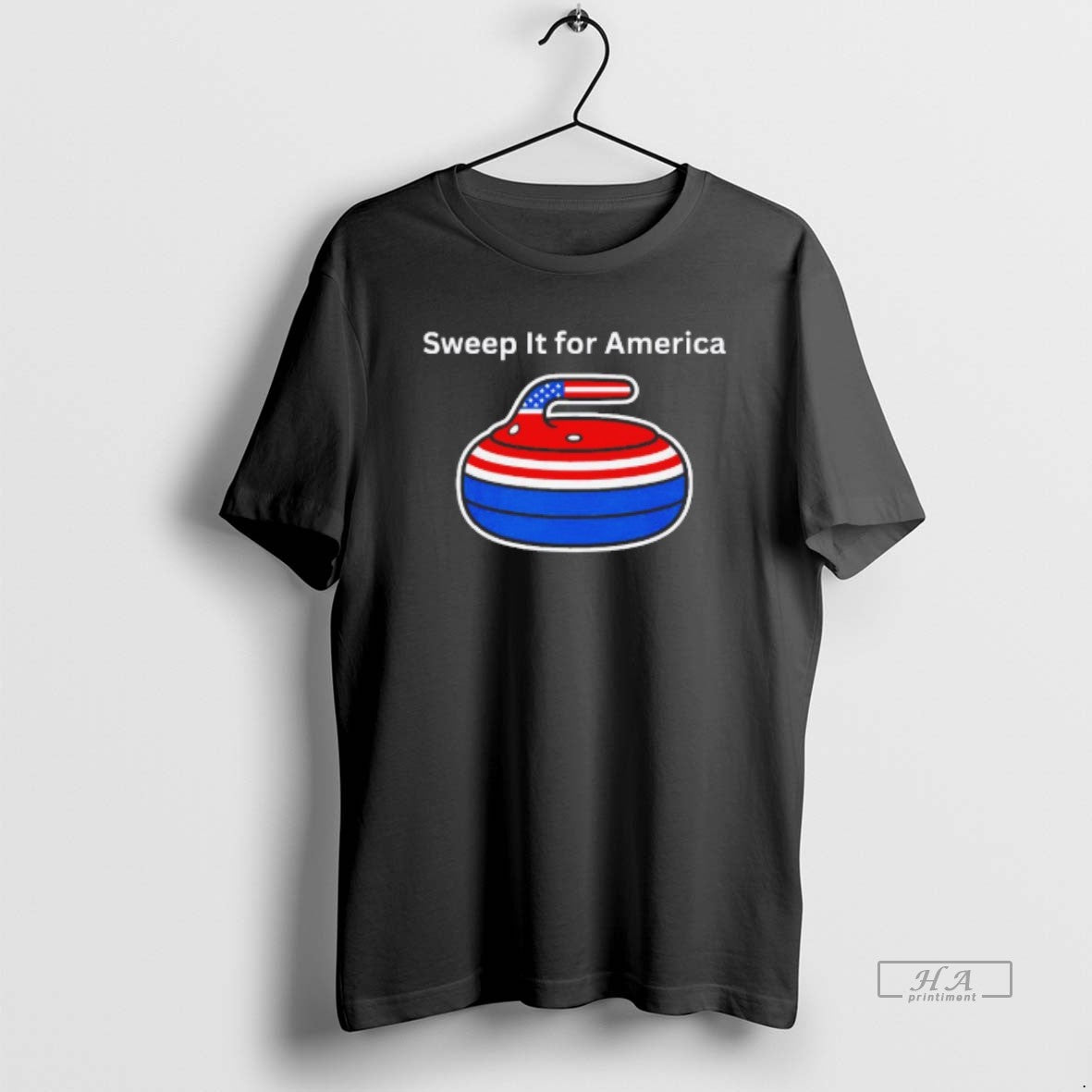 Official Sweep It For America Usa 250 Curling Team Graphic Blackshirt