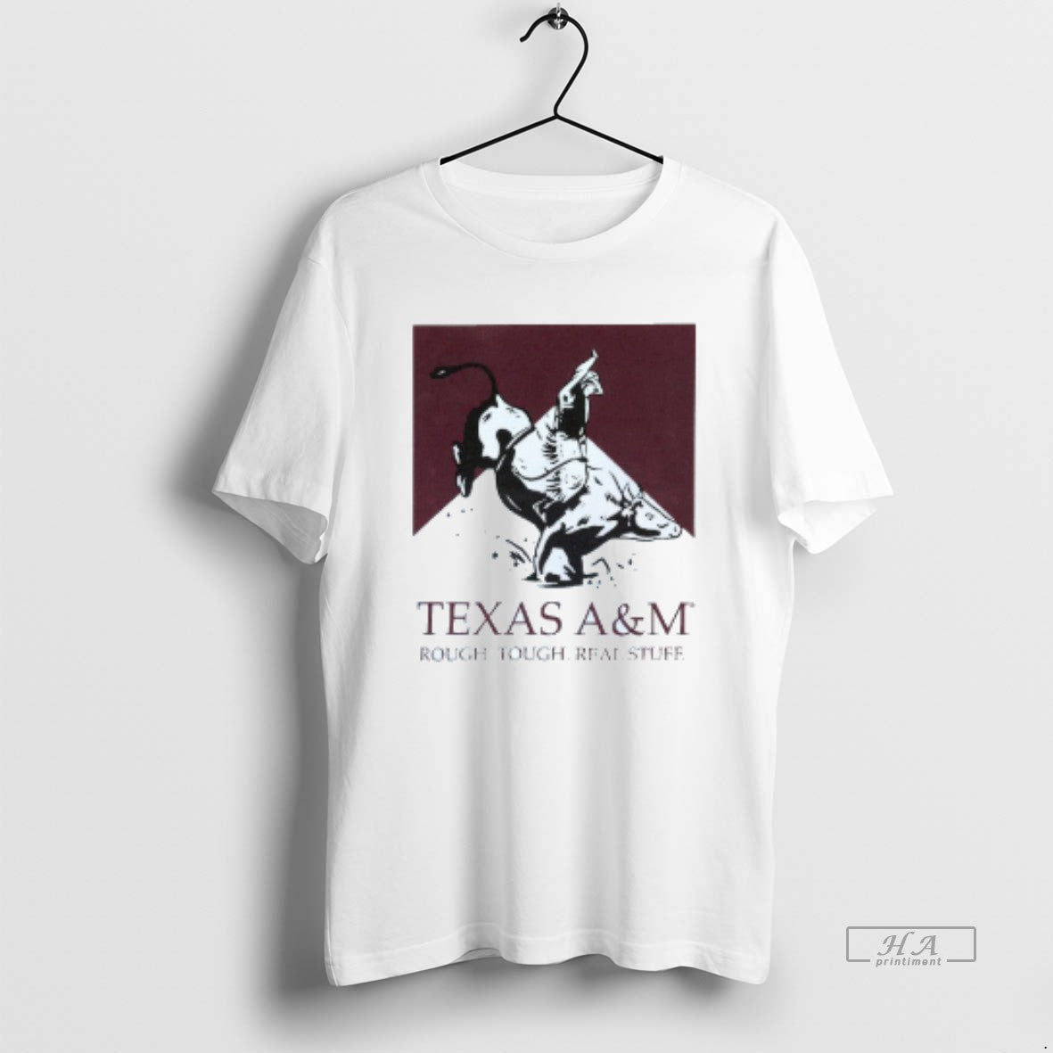 Official Texas Am Aggies Rough Tough Real Stuff Bull Rider Mens White Tee