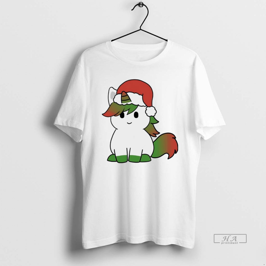 Official Unicorn Santa Hat Green Red Christmas White