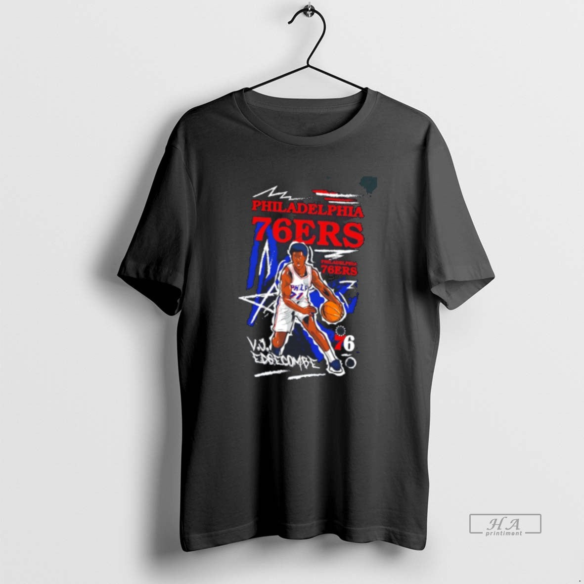 Official Vj Edgecombe Philadelphia 76ers Chalked Up Player Paint Tee