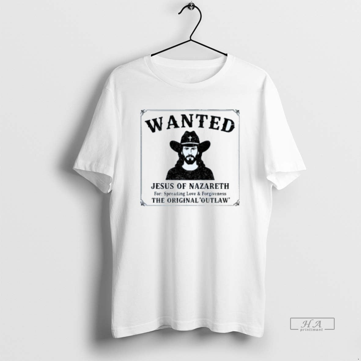 Official Wanted Jesus Of Nazareth The Outlaw Mens White Tee