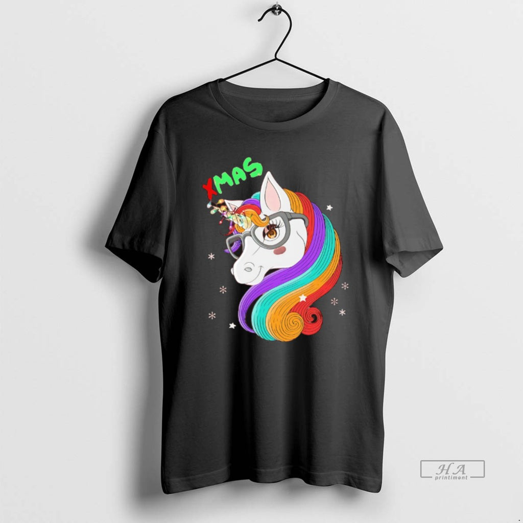 Official Xmas Glasses Unicorn Rainbow Hair Holiday