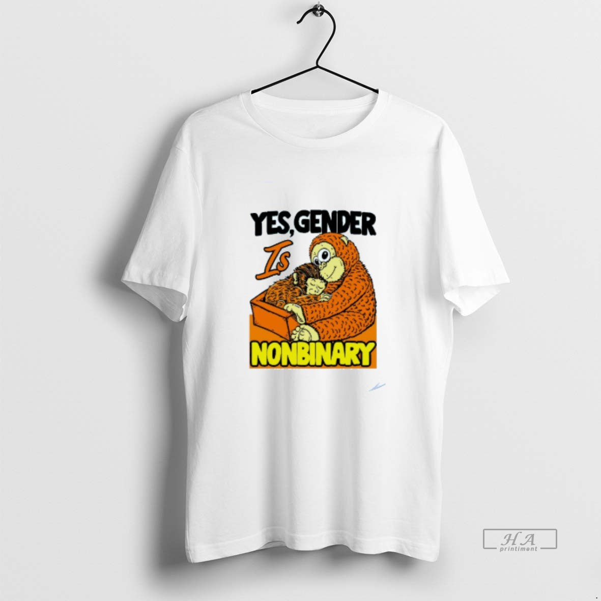 Official Yes Gender Is Nonbinary Punch Monkey Mens White Tee