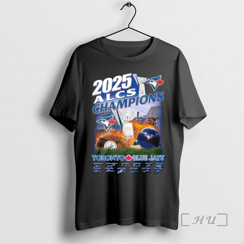 Officials 2025 Alcs Champions Toronto Blue Jays Logo Helmet Signatures T Men Tee Shirt Sweater