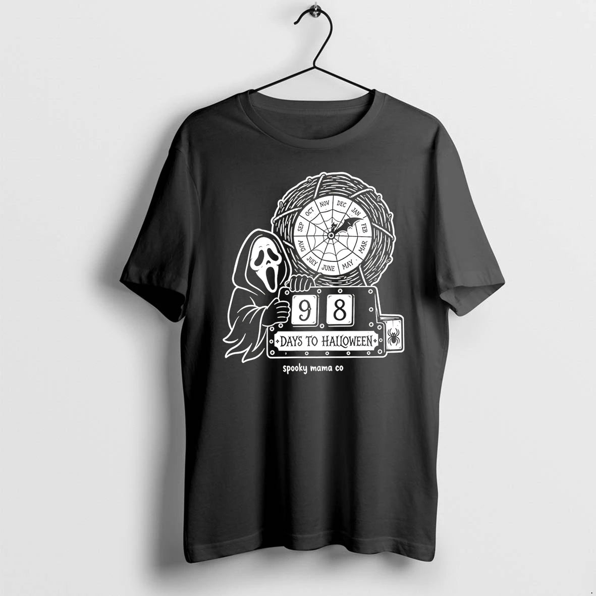 Officials 98 Days To Halloween Ghostface Spider Web Calendar Premium T Shirt