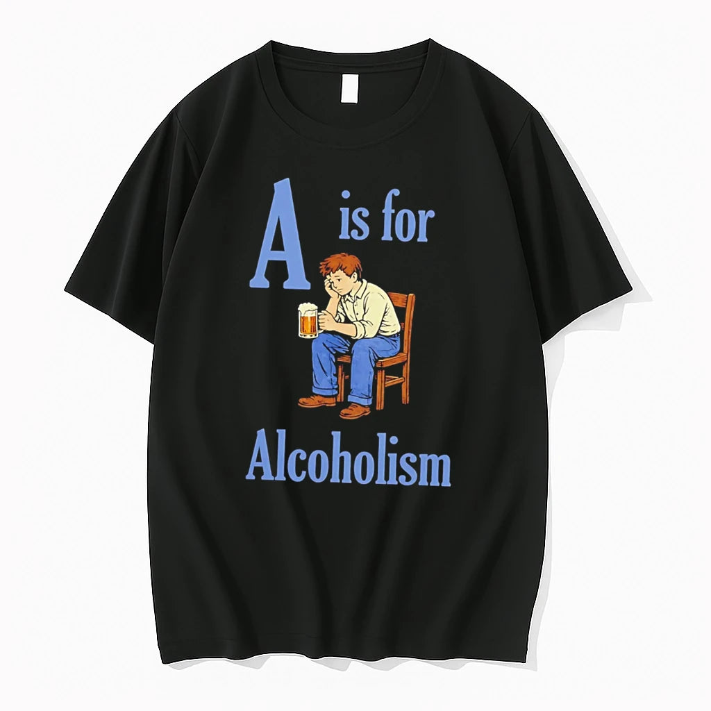Officials A Is For Alcoholism Sad Man Drinking Beer Tee Premium T Shirt