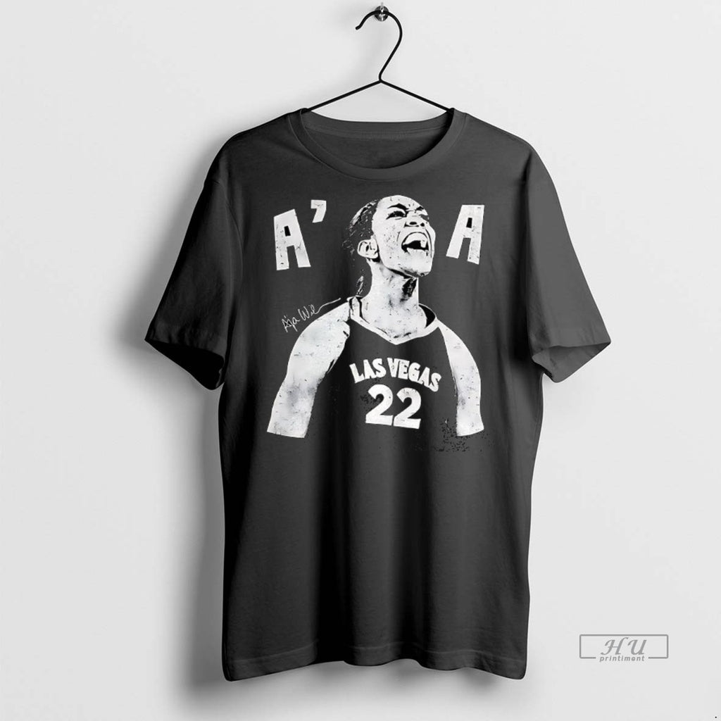 Officials Aja Wilson Las Vegas Womens Basketball Number 22 Signature Vintage 90s Graphic