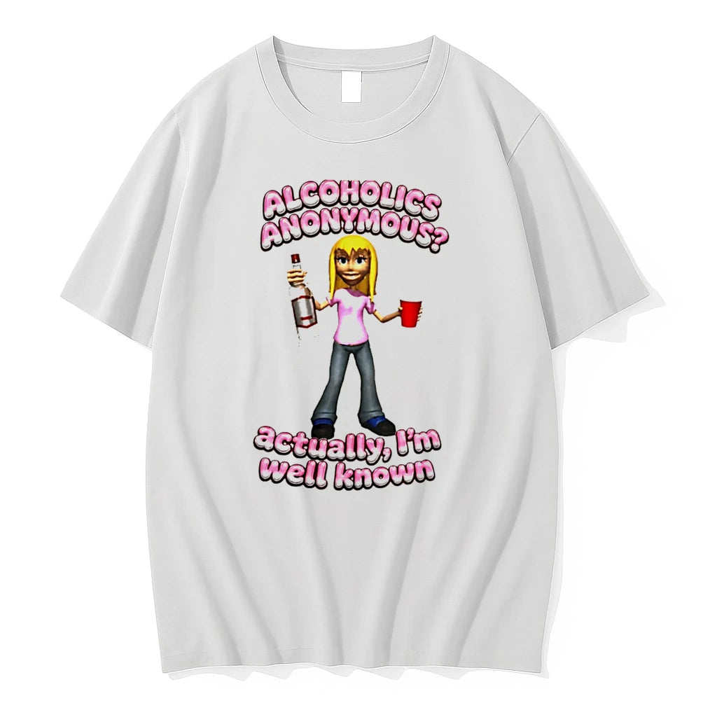 Officials Alcoholics Anonymous Actually Im Well Known Y2k Aesthetic Tee Premium T Shirt
