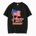 Officials America Runs On Dunkin Usa Flag Premium T Shirt
