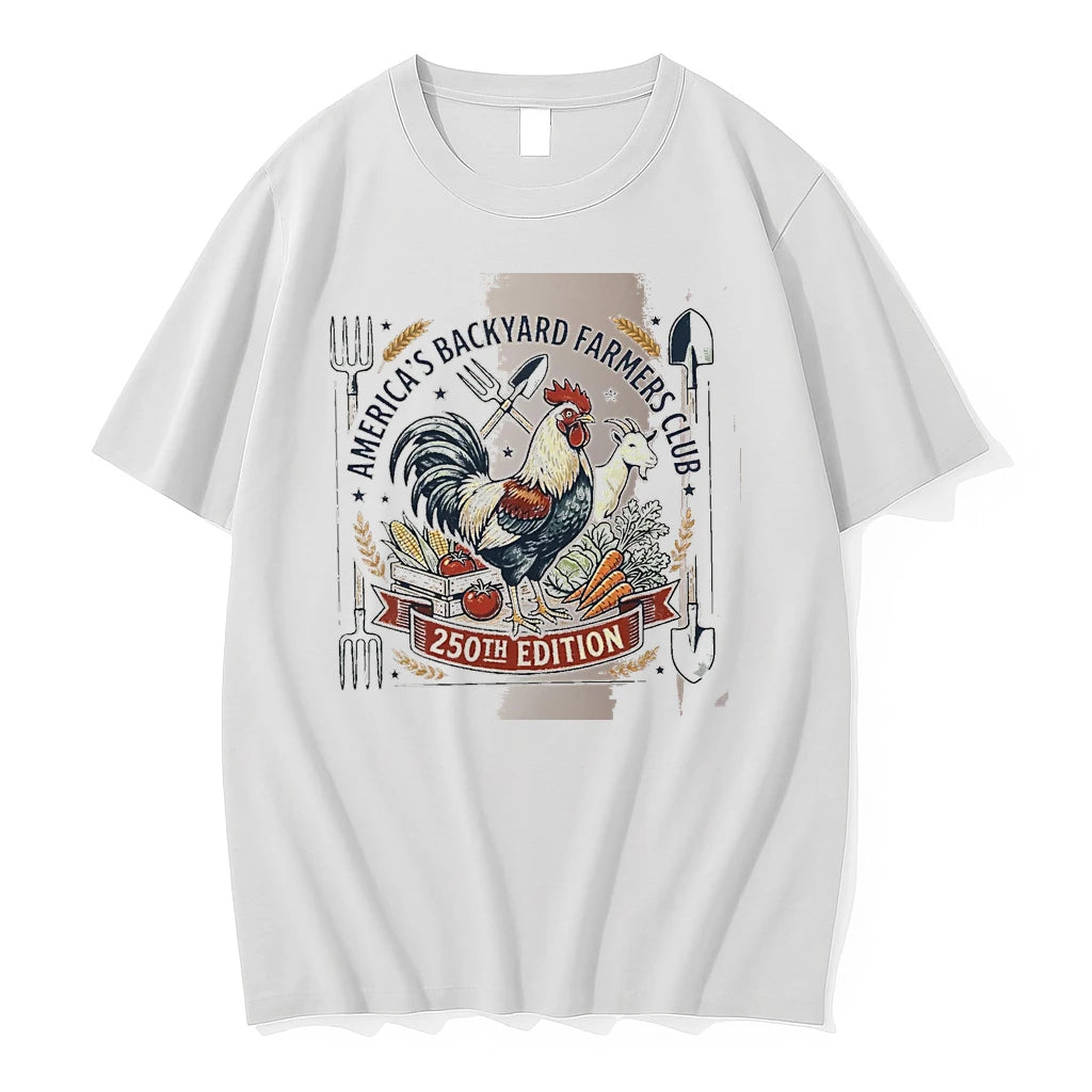 Officials Americas Backyard Farmers Club 250th Edition Rooster And Goat White Premium T Shirt