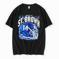 Officials Amon Ra St Brown No 14 Detroit Lions Retro Helmet Tee
