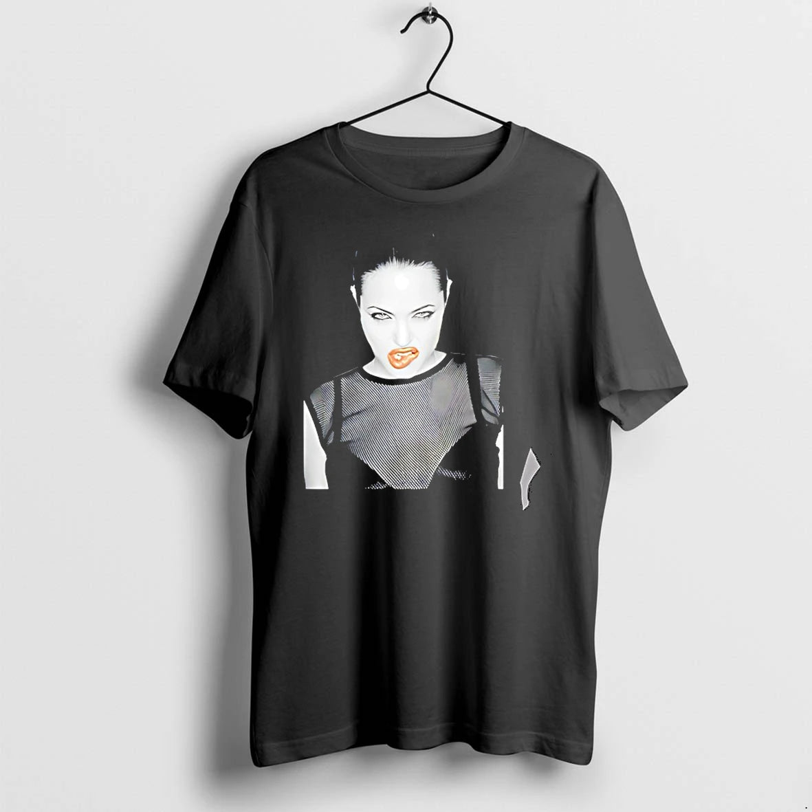 Officials Angelina Jolie Pop Culture Icon Black And White Portrait Celebrity Premium T Shirt