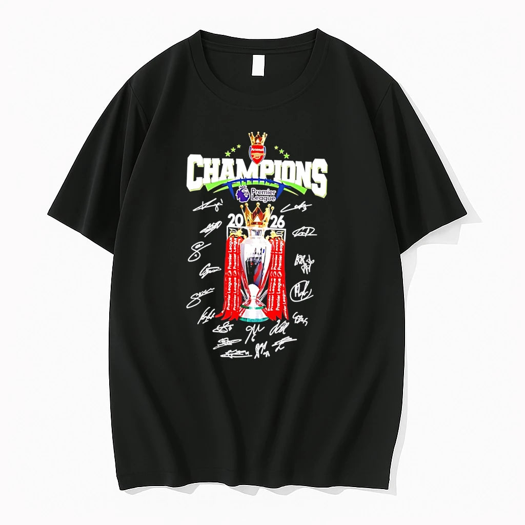 Officials Arsenal Fc Champions Premier League 2026 Trophy With Signature Tee Premium T Shirt