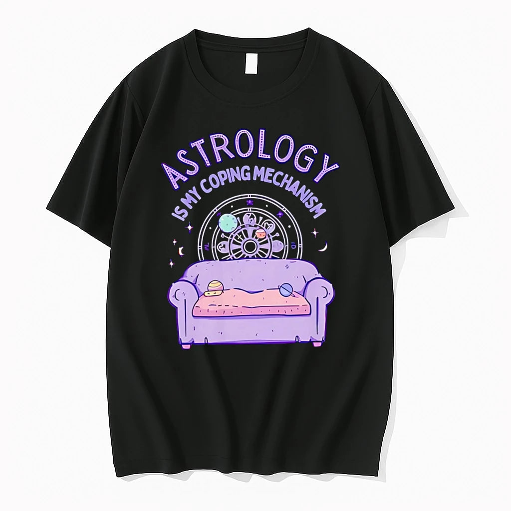 Officials Astrology Is My Coping Mechanism Planets On A Couch Premium T Shirt