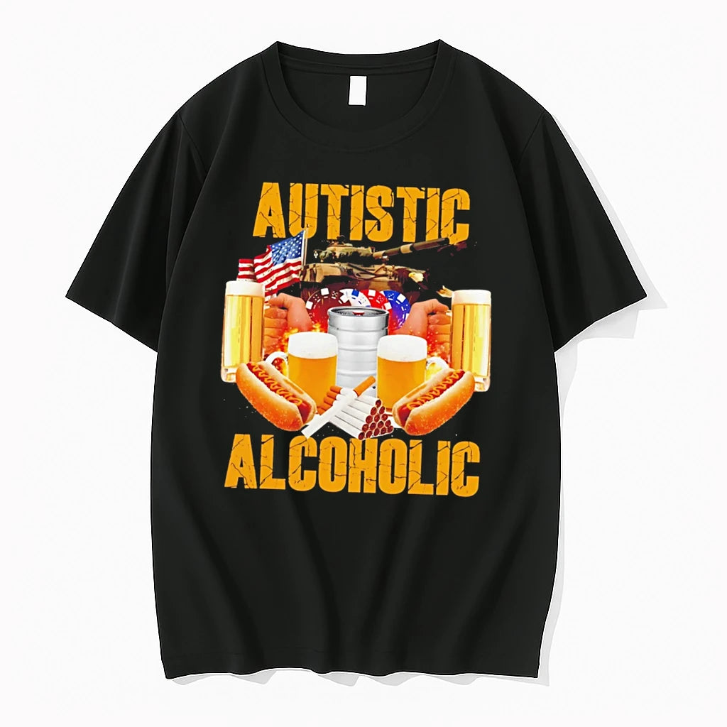 Officials Autistic Alcoholic American Flag Tank Beer Hot Dog Tee Premium T Shirt
