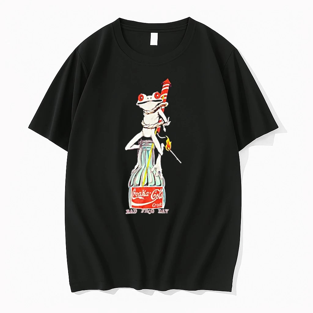 Officials Bad Frog Day Croaka Cola Frog Holding Firework And Match Premium T Shirt