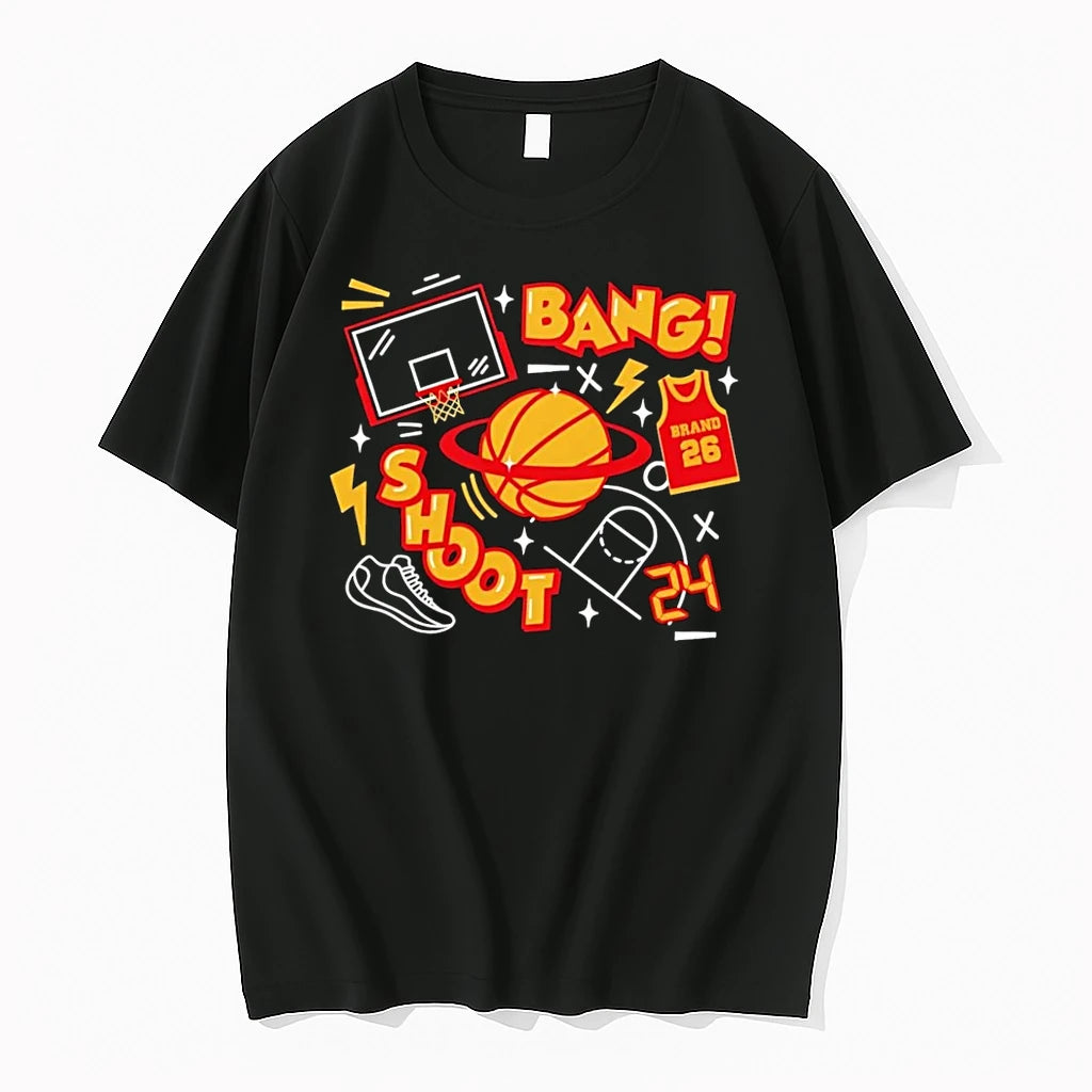 Officials Basketball Hoop Bang Shoot Brand 24 Athletic Sport Black Premium T Shirt