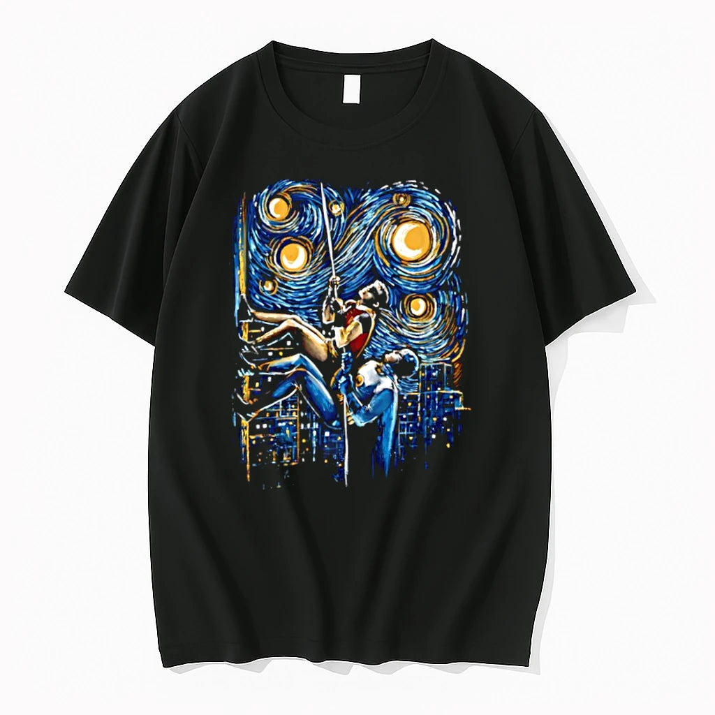 Officials Batman And Robin Dc Comics Starry Night Mashup Premium T Shirt