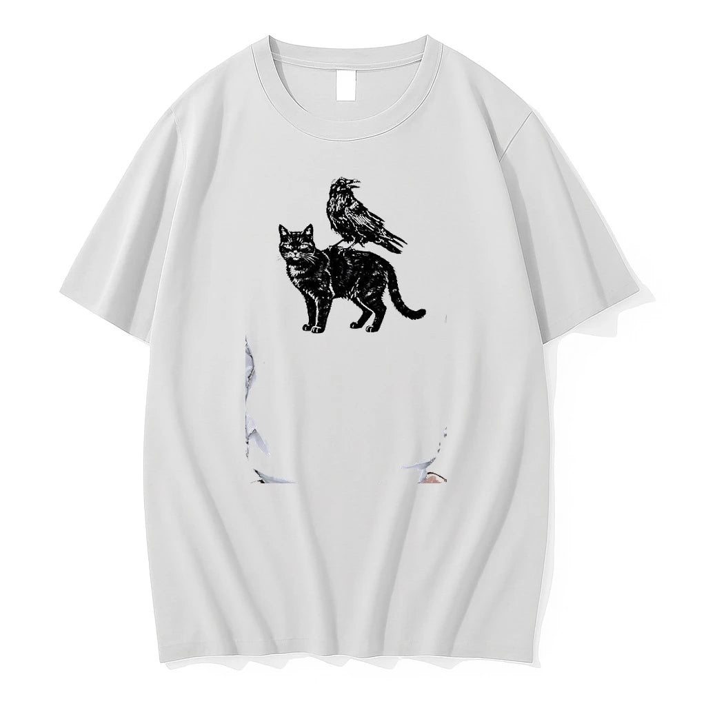 Officials Black Cat And Raven Premium T Shirt