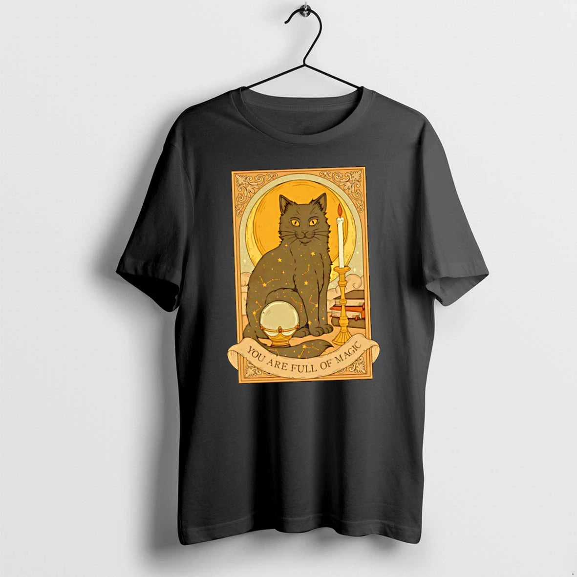 Officials Black Cat Crystal Ball You Are Full Of Magic Card Premium T Shirt