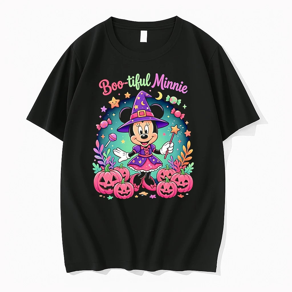 Officials Boo Tiful Minnie Disney Halloween Pumpkin Witch Premium T Shirt