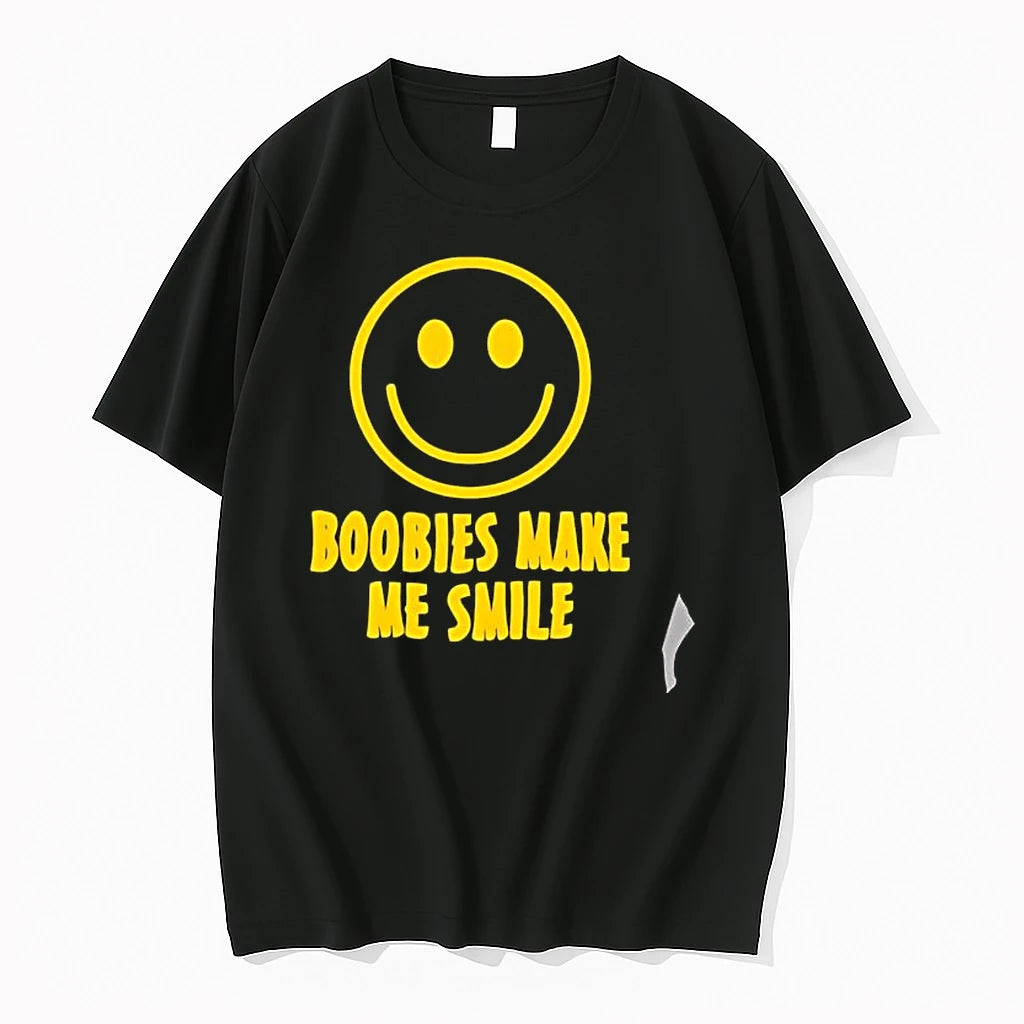 Officials Boobies Make Me Smile Smiley Face Text Yellow Premium T Shirt