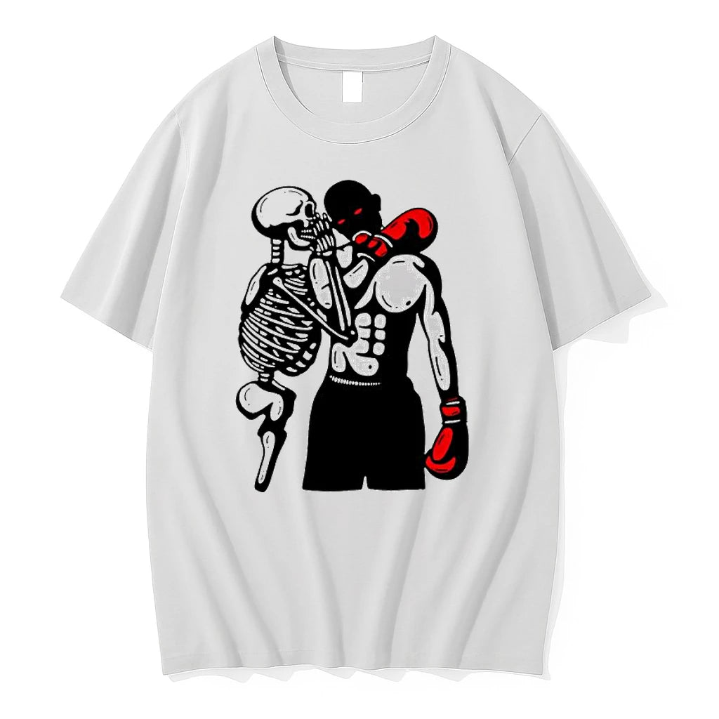 Officials Boxer And Skeleton Fighting In Ring Training Motivation Workout Gym Premium T Shirt
