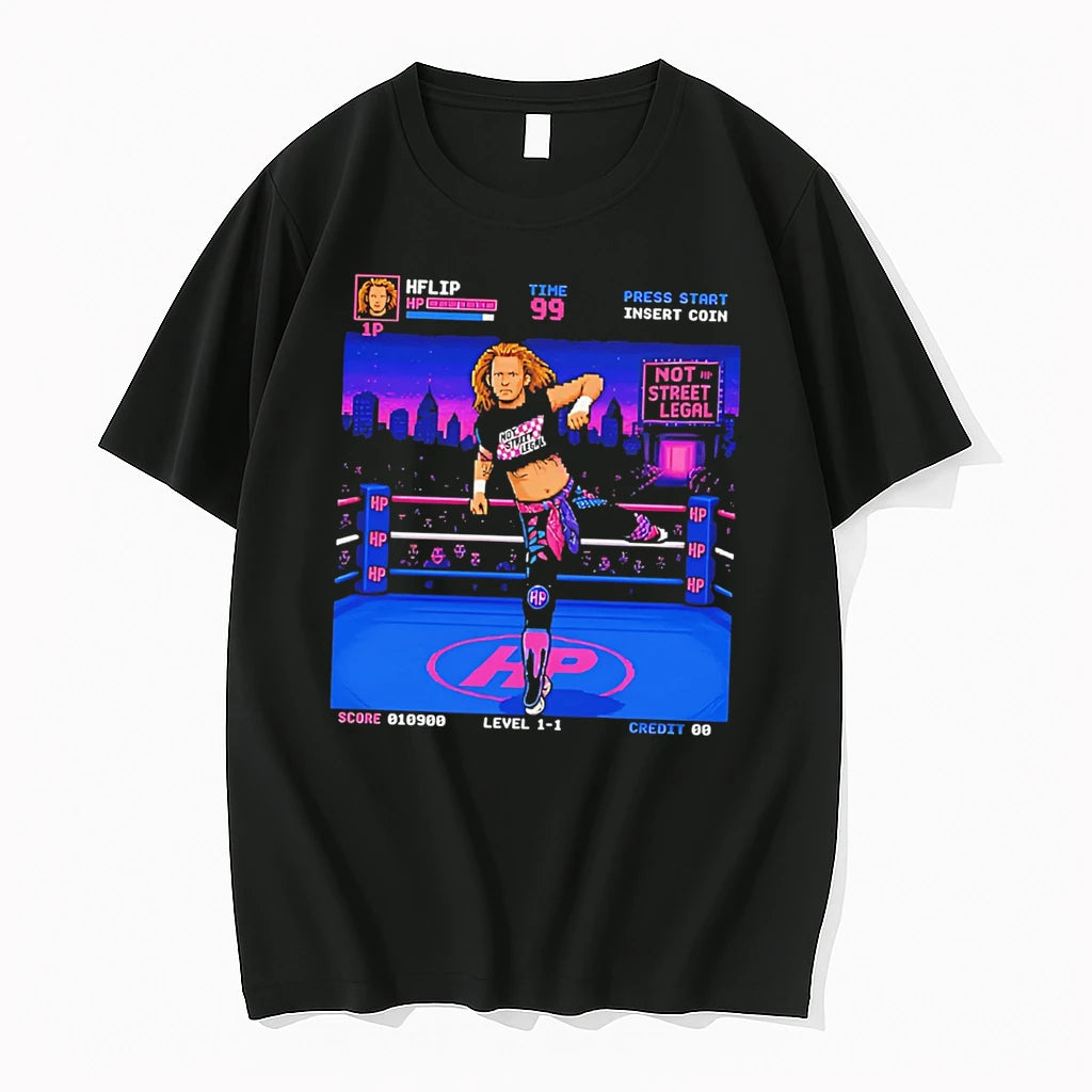 Officials Bret Hart Retromania Wrestling 16 Bit Style Tee Premium T Shirt