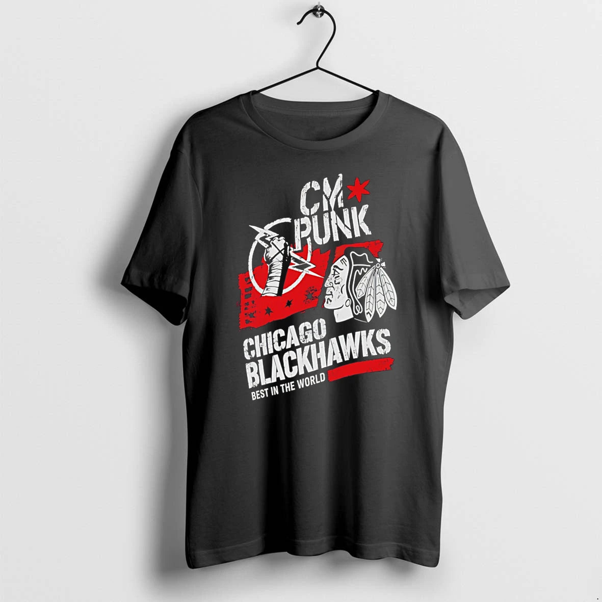Officials Cm Punk Chicago Blackhawks Best In The World Tee Premium T Shirt