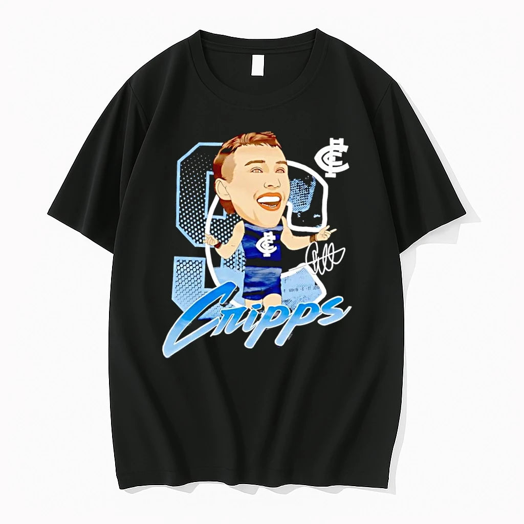 Officials Carlton Fc Legend Patrick Cripps Caricature Graphic Black Premium T Shirt