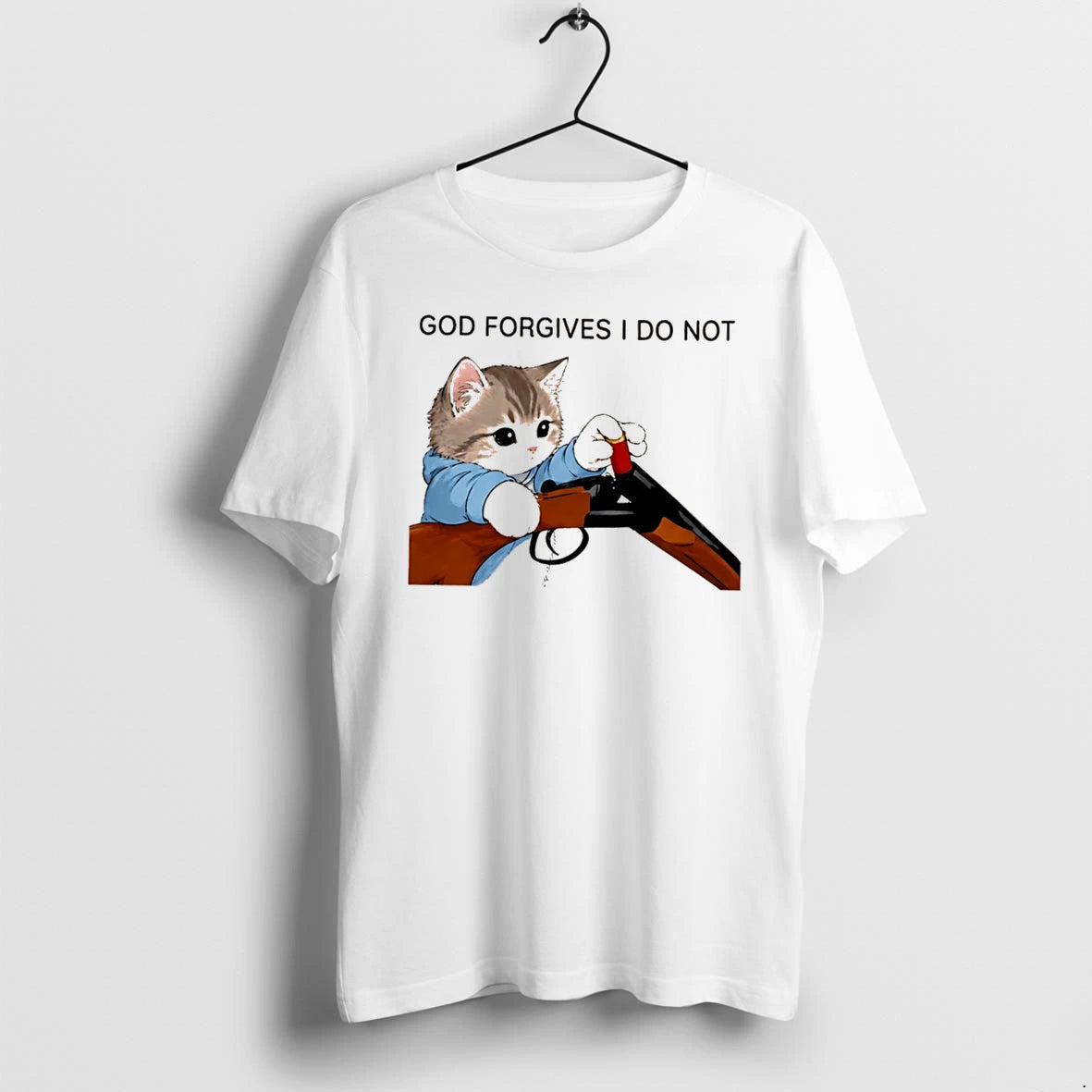 Officials Cat Gun God Forgives I Do Not Funny Tee Premium T Shirt