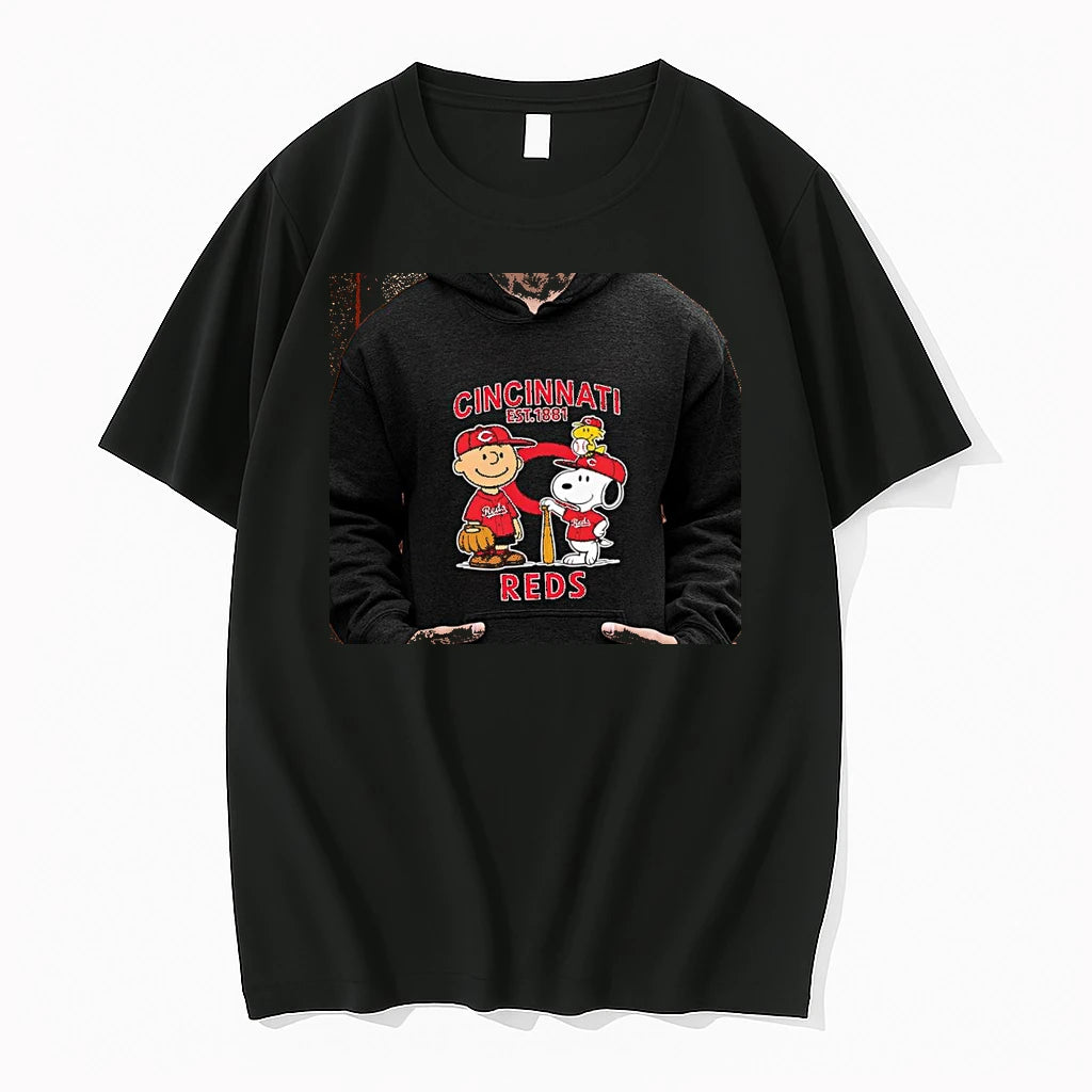 Officials Charlie Brown Snoopy Woodstock X Cincinnati Reds Mlb Baseball Team Premium T Shirt