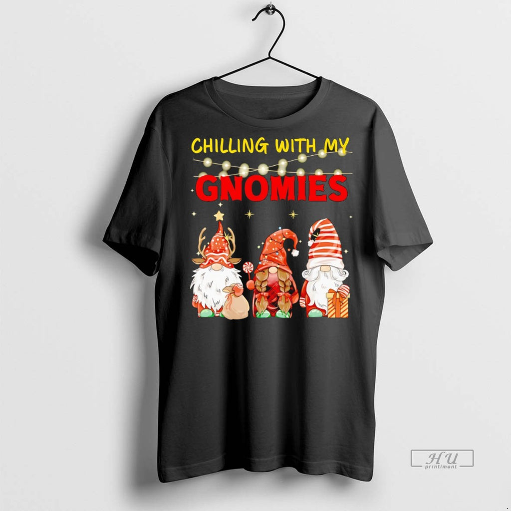Officials Chilling With My Gnomies Christmas Lights Graphic Tee Shirt Sweater