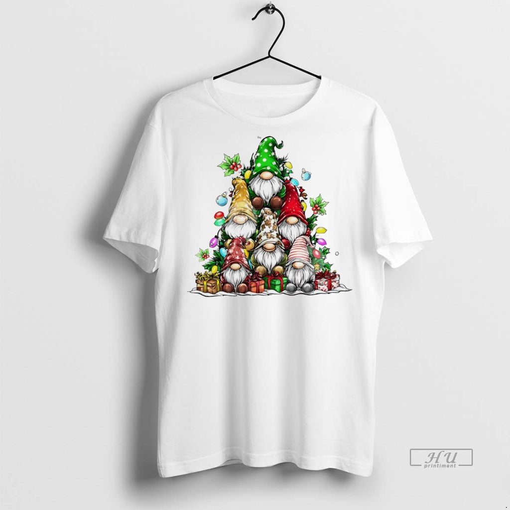 Officials Christmas Gnomes Tree Lights Gifts Holly Decoration White Graphic Tee Shirt Sweater