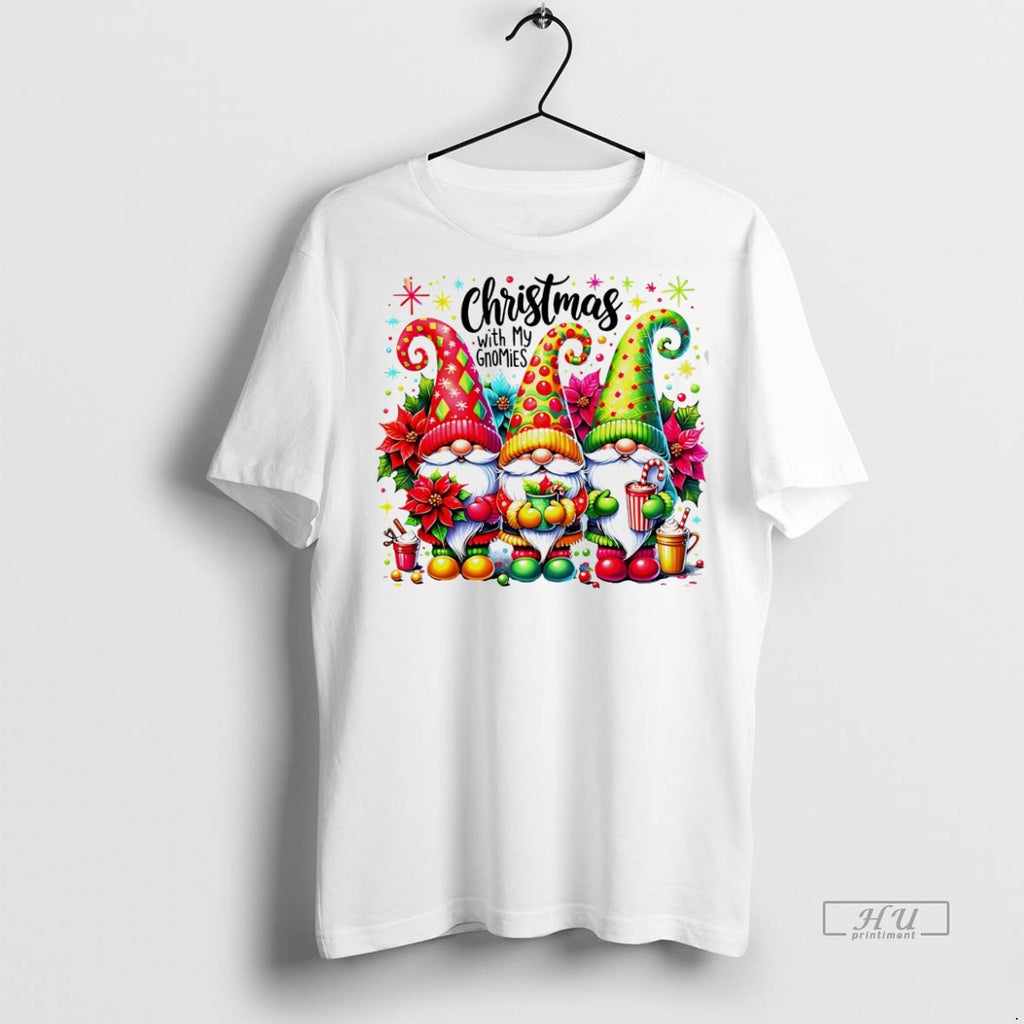 Officials Christmas With My Gnomes White Graphic Tee Shirt Sweater