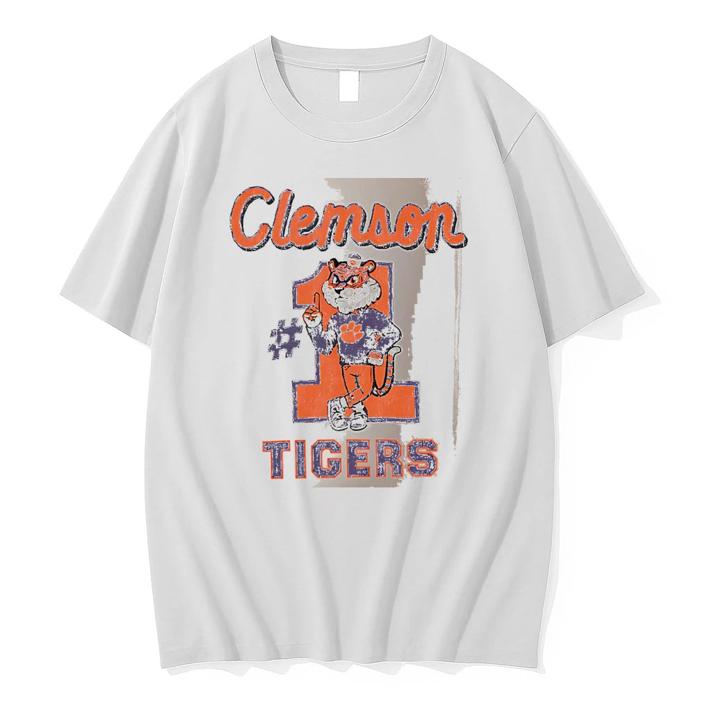 Officials Clemson 1 Tigers Tiger Mascot White Premium T Shirt