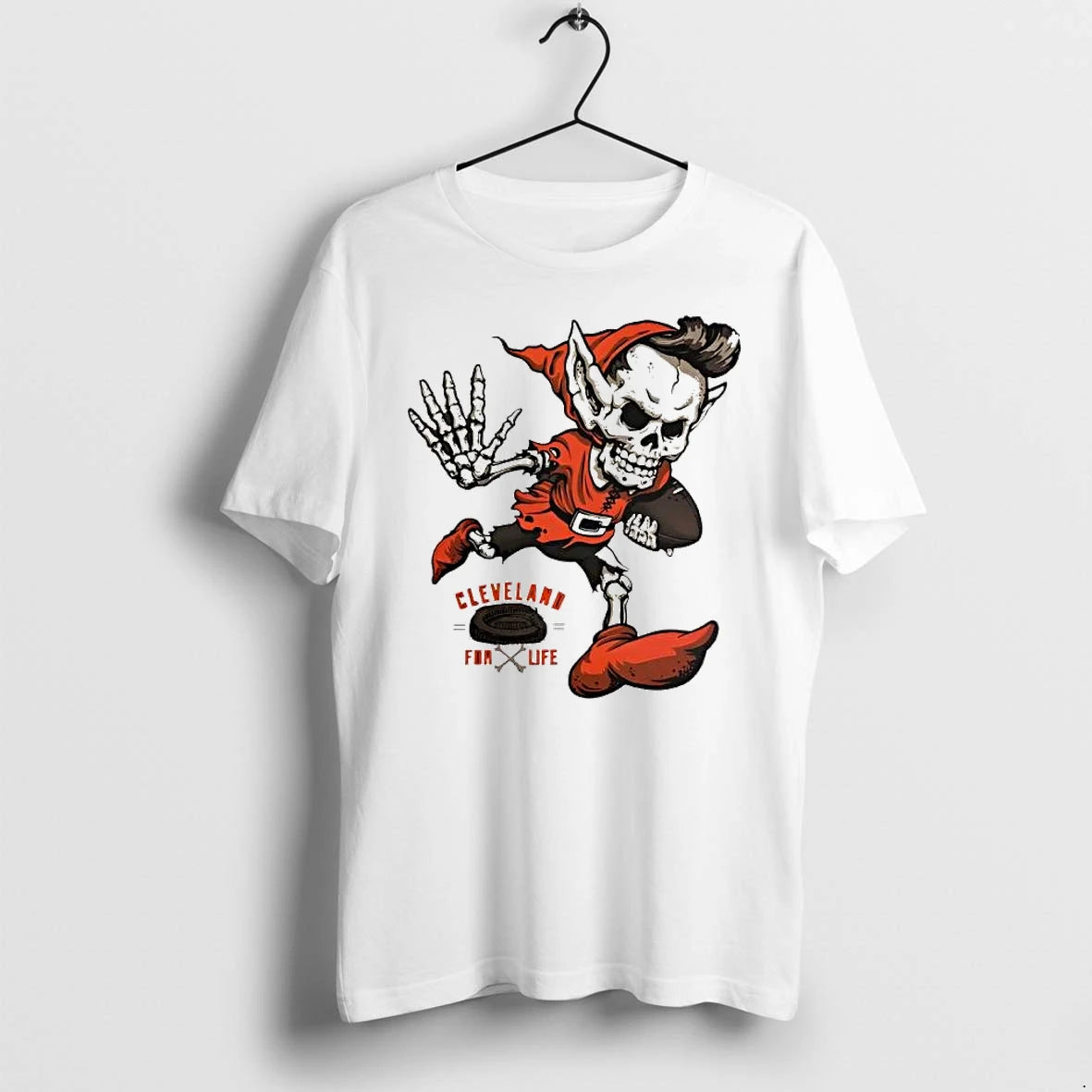 Officials Cleveland For Life Skeleton Elf Football Premium T Shirt