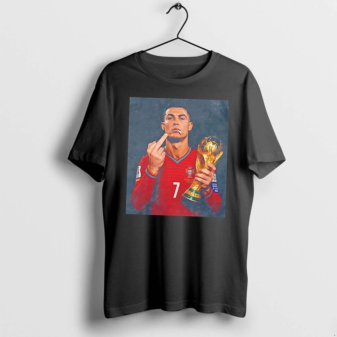 Officials Cristinano Ronaldo Worl Cup Champions 2026 Smoking Middle Finger Tee Premium T Shirt