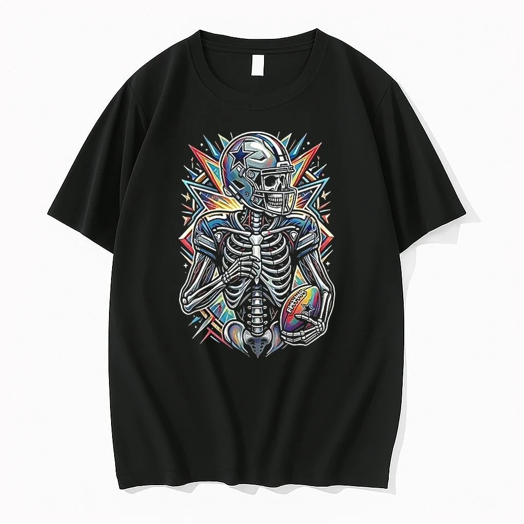 Officials Dallas Cowboys Runs In My Blood Mascot Skeleton Black Mens Premium T Shirt