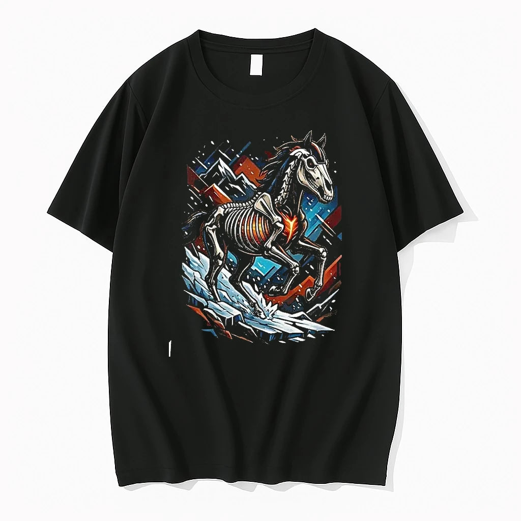Officials Denver Broncos Runs In My Blood Mascot Skeleton Black Mens Premium T Shirt